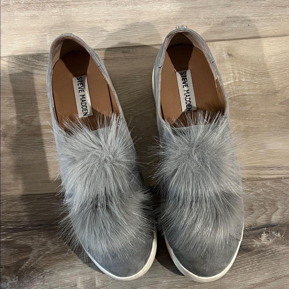 Steve Madden Gray Faux Fur Sneakers